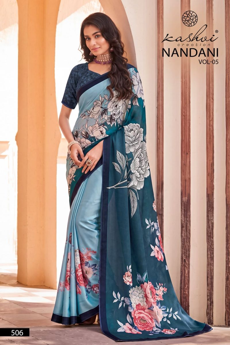 Kashvi Nandani Vol 5 Georgette Digital Print Saree Collection — Wholesale Sarees, Kashvi Creation wholesale from Surat — Photo 6