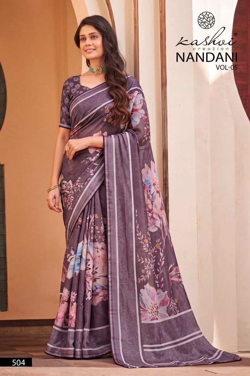 Kashvi Nandani Vol 5 Georgette Digital Print Saree Collection — Wholesale Sarees, Kashvi Creation wholesale from Surat — Photo 5