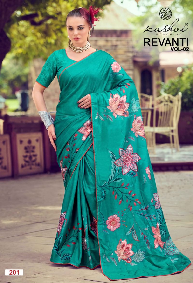 Kashvi Revanti Vol 2 Wholesale Tesla Digital Printed Saree Collection — Festival Sarees, Kashvi Creation wholesale from Surat — view 4