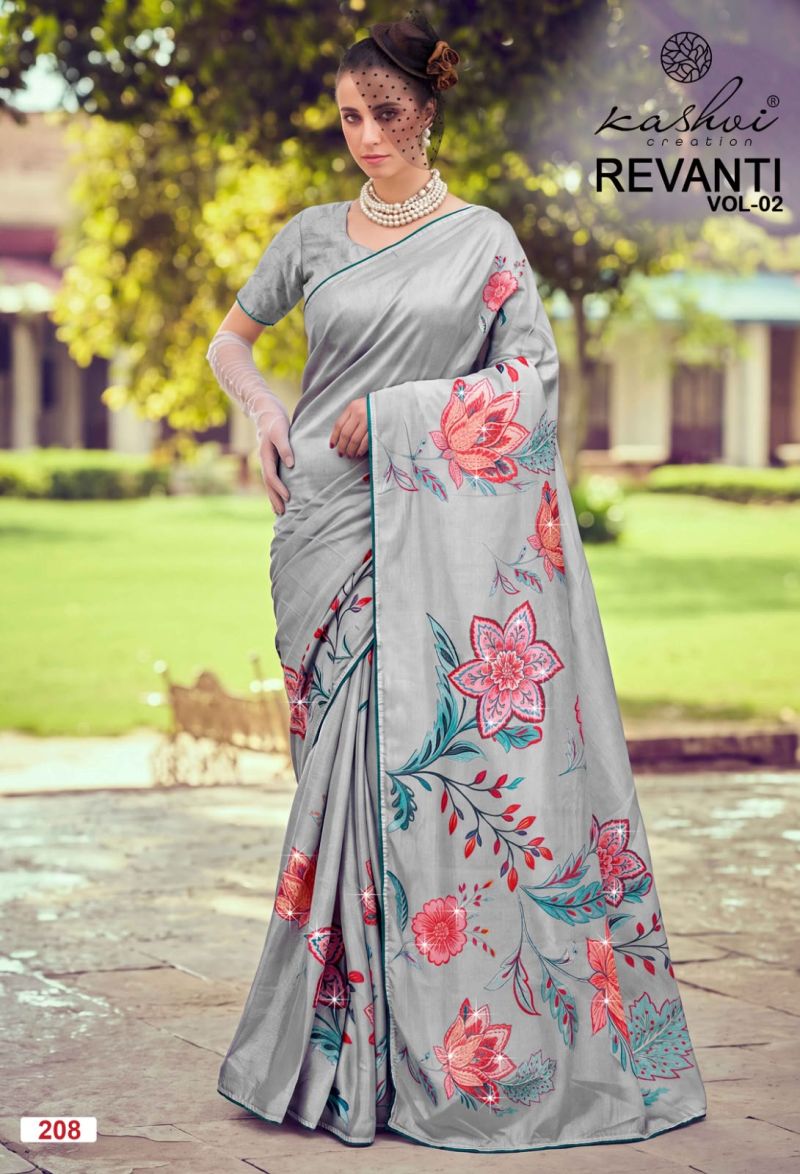 Kashvi Revanti Vol 2 Wholesale Tesla Digital Printed Saree Collection — Festival Sarees, Kashvi Creation wholesale from Surat — view 3