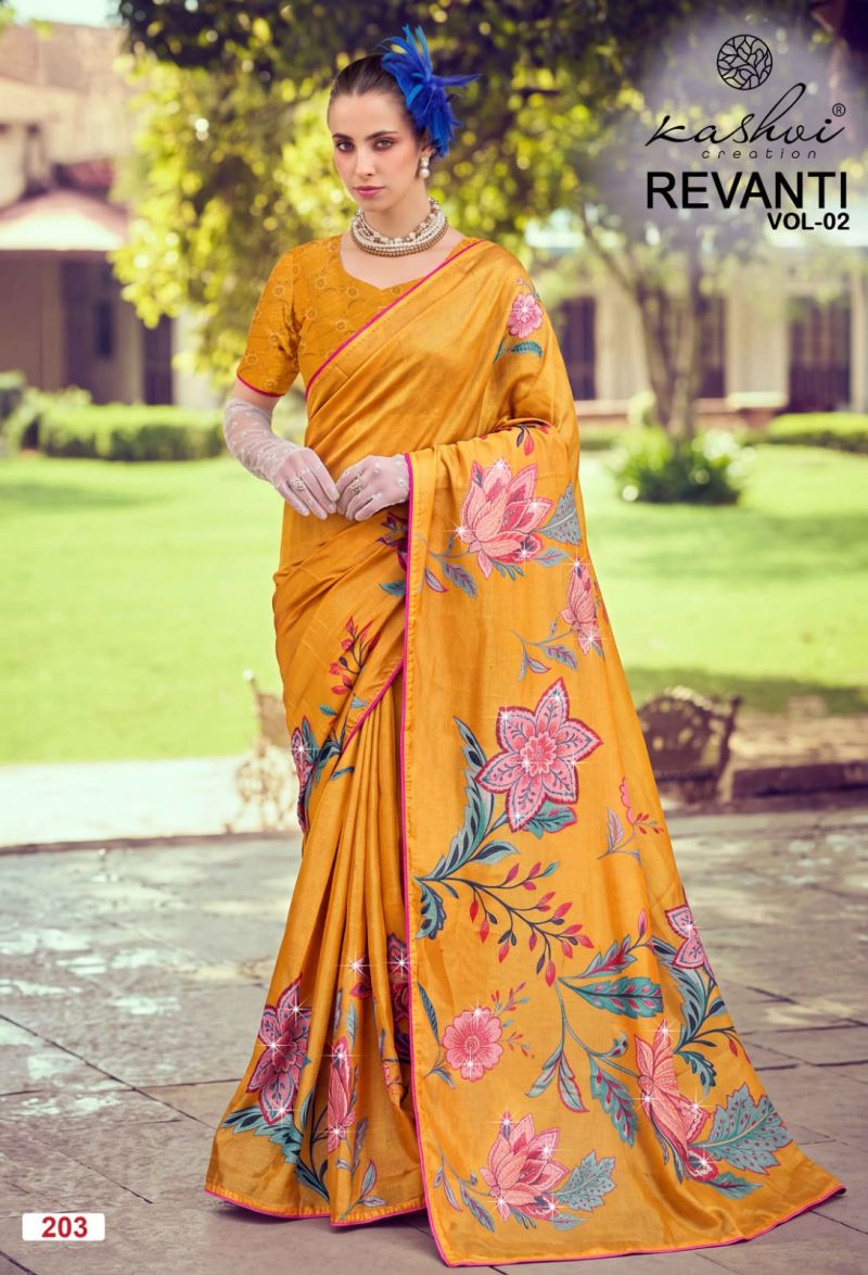 Kashvi Revanti Vol 2 Wholesale Tesla Digital Printed Saree Collection — Festival Sarees, Kashvi Creation wholesale from Surat — view 2