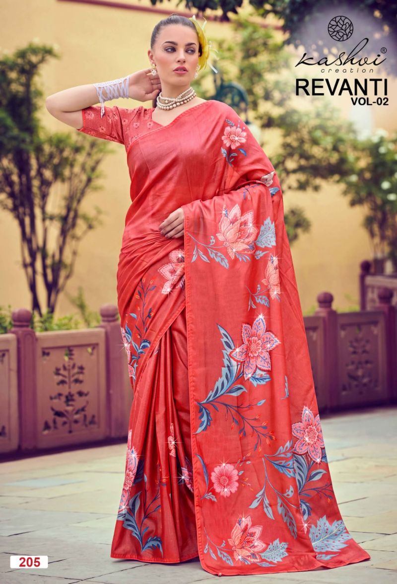 Kashvi Revanti Vol 2 Wholesale Tesla Digital Printed Saree Collection — Festival Sarees, Kashvi Creation wholesale from Surat — view 5