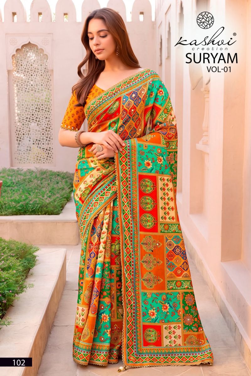 Kashvi Suryam Vol 1 Chinon Digital Print Saree Collection