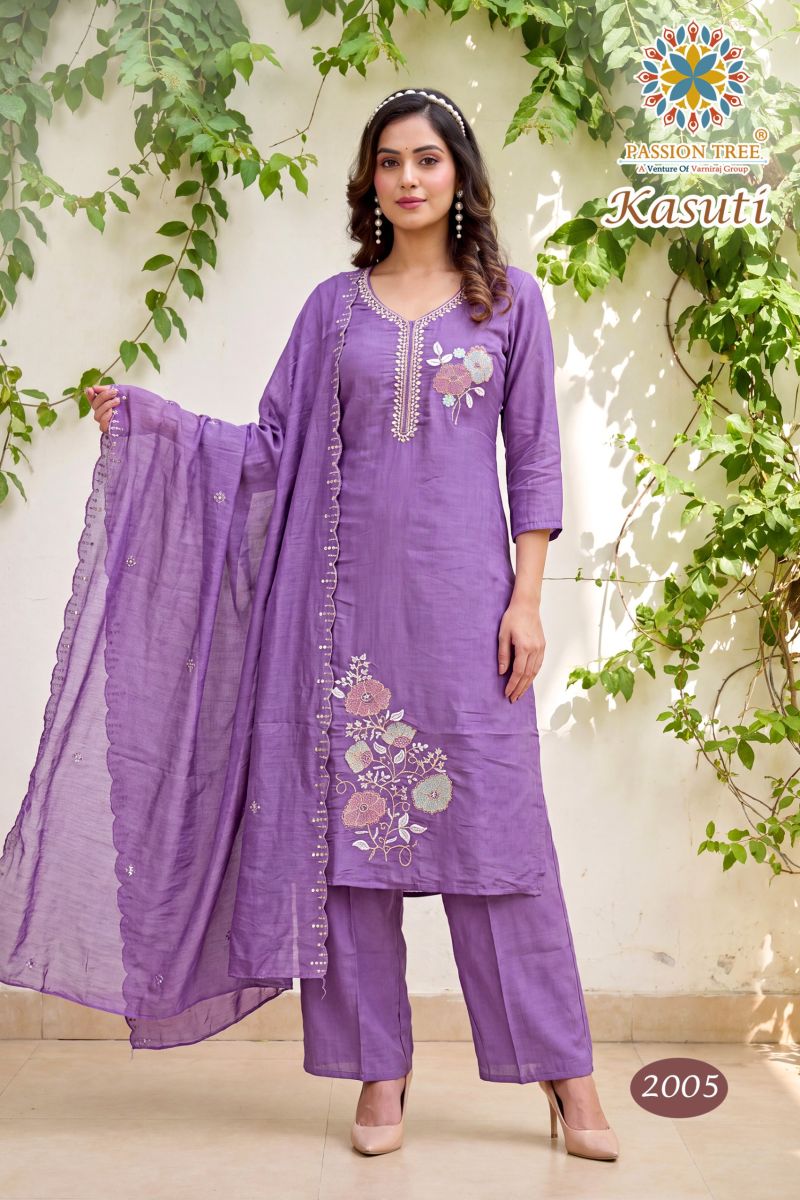 Kasuti Vol 2 By Passion Tree Mal Chanderi Beads Embroidered Kurti With Bottom Dupatta Catalog — Wholesale Kurtis, Passion Tree wholesale from Surat — view 5