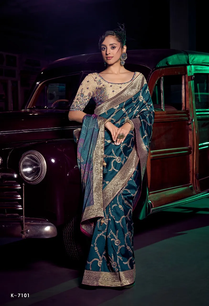 Kira Kavisha 7101 7106 Viscose Silk Saree with 3D Woven Pallu Heavy — Singles, kira wholesale from Surat — Photo 2