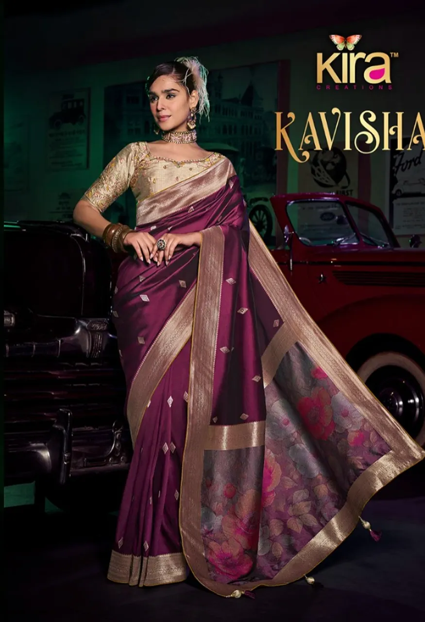 Kira Kavisha 7101 7106 Viscose Silk Saree with 3D Woven Pallu Heavy — Singles, kira wholesale from Surat — Photo 3