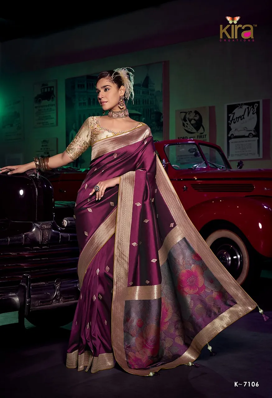 Kira Kavisha 7101 7106 Viscose Silk Saree with 3D Woven Pallu Heavy — Singles, kira wholesale from Surat — Photo 4