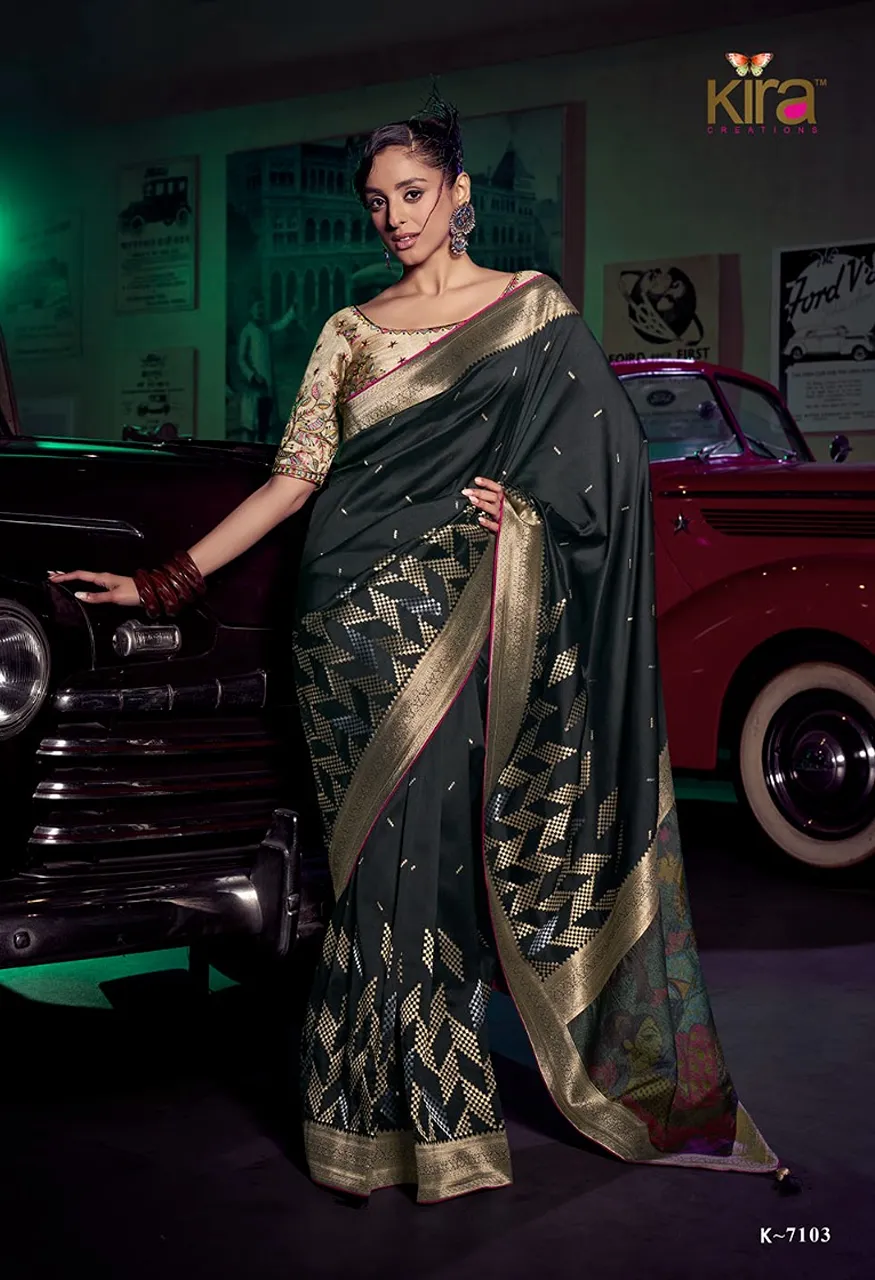 Kira Kavisha 7101 7106 Viscose Silk Saree with 3D Woven Pallu Heavy — Singles, kira wholesale from Surat — Photo 7