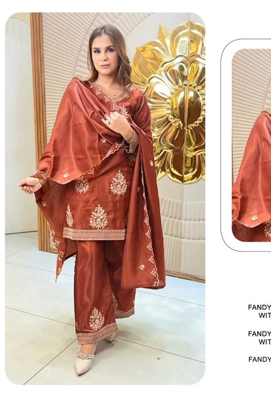 Khas 157 A To D Fandy Satin Embroidered Designer Salwar Kameez Catalog — Wholesale Salwar Suits, Khash Fashion wholesale from Surat — Photo 3