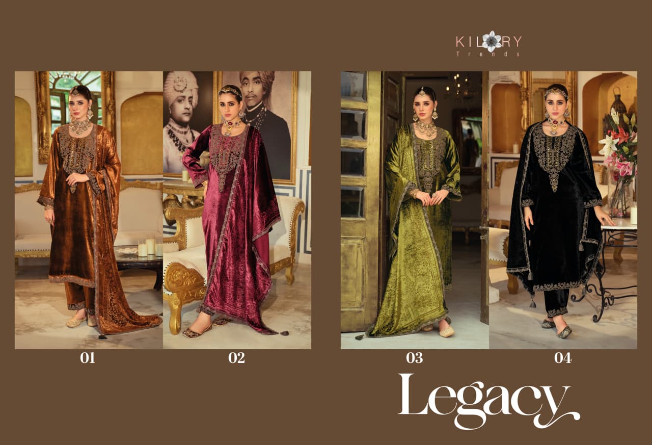 Kilory Legacy Wholesale Pure Velvet Embroidered Salwar Suit Collection — Wholesale Salwar Suits, Kilory Trends wholesale from Surat — Photo 2