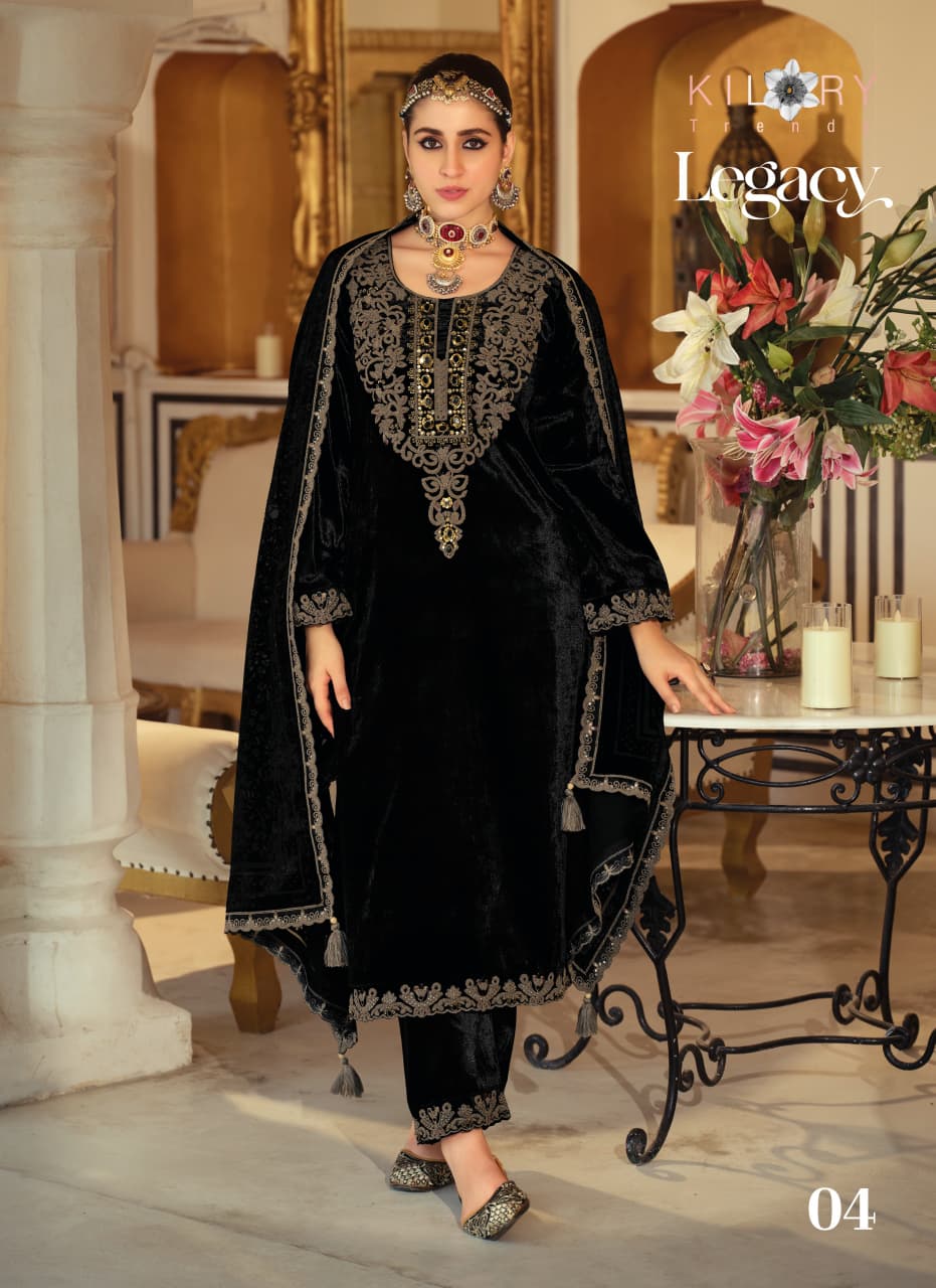 Kilory Legacy Wholesale Pure Velvet Embroidered Salwar Suit Collection — Wholesale Salwar Suits, Kilory Trends wholesale from Surat — Photo 4