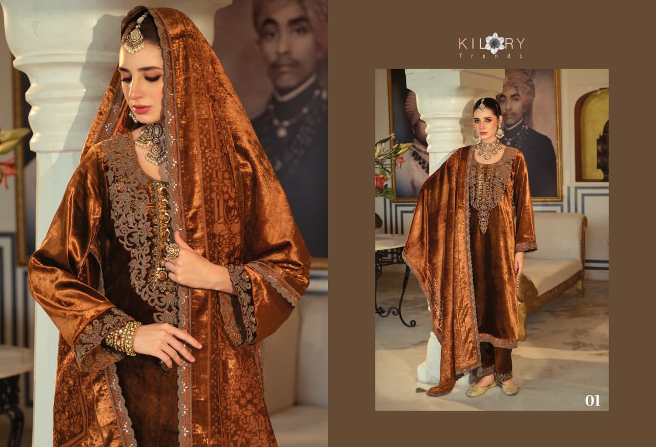 Kilory Legacy Wholesale Pure Velvet Embroidered Salwar Suit Collection — Wholesale Salwar Suits, Kilory Trends wholesale from Surat — Photo 3