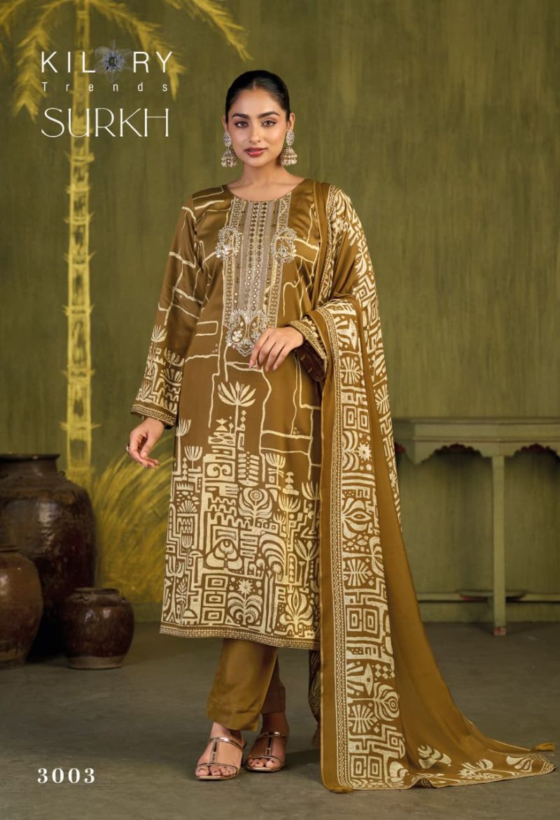 Kilory Surkh Gaji Silk Digital Print Embroidered Salwar Kameez Catalog — Wholesale Salwar Suits, Kilory Trends wholesale from Surat — view 4