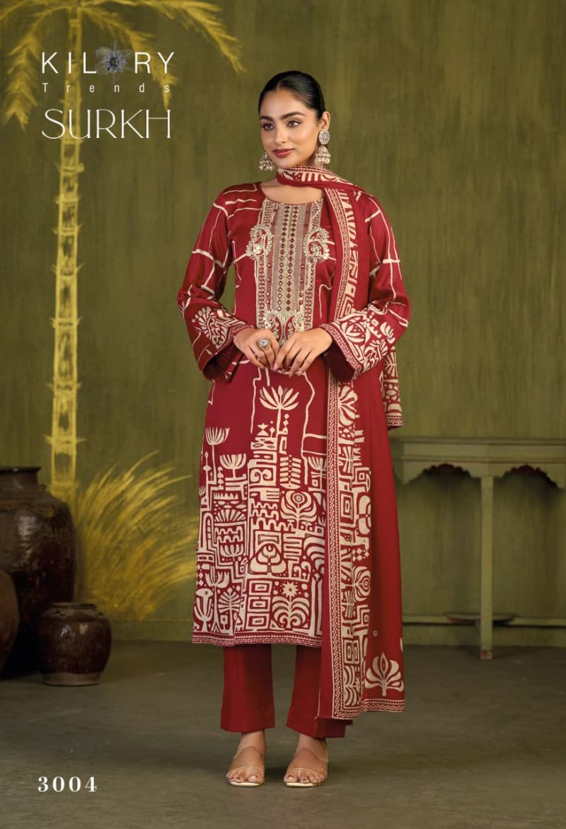 Kilory Surkh Gaji Silk Digital Print Embroidered Salwar Kameez Catalog — Wholesale Salwar Suits, Kilory Trends wholesale from Surat — view 3