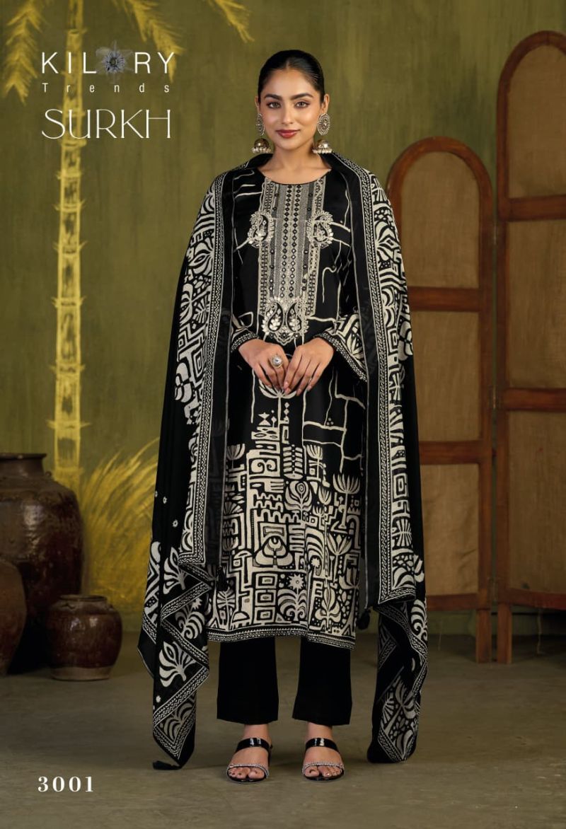 Kilory Surkh Gaji Silk Digital Print Embroidered Salwar Kameez Catalog — Wholesale Salwar Suits, Kilory Trends wholesale from Surat — view 2