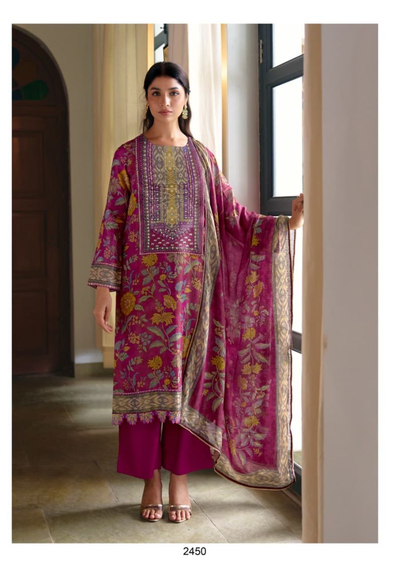 Kimora Sajna Sawarna Muslin Shimmer Digital Print Handwork Salwar Kameez — Wholesale Salwar Suits, Kimora wholesale from Surat — view 7