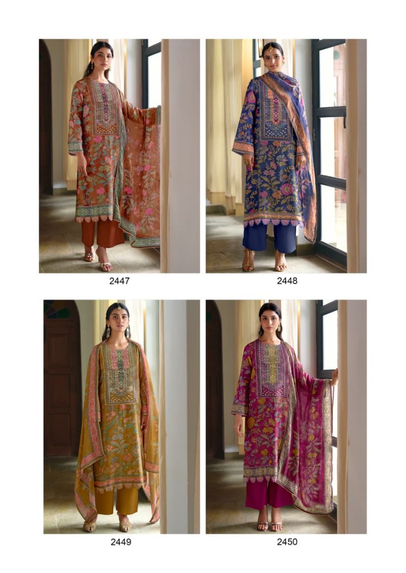 Kimora Sajna Sawarna Muslin Shimmer Digital Print Handwork Salwar Kameez — Wholesale Salwar Suits, Kimora wholesale from Surat — view 9