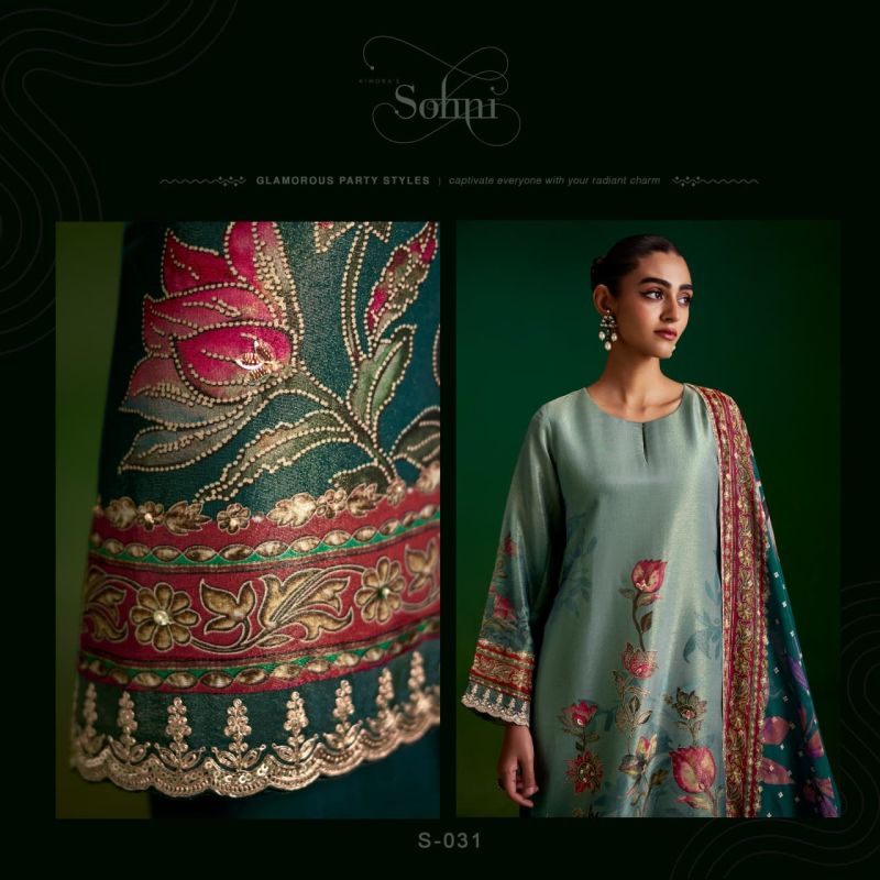Kimora Sohni Sufi Zari Silk Digital Print Hand Work Salwar Kameez Collection — Wholesale Salwar Suits, Kimora wholesale from Surat — view 3