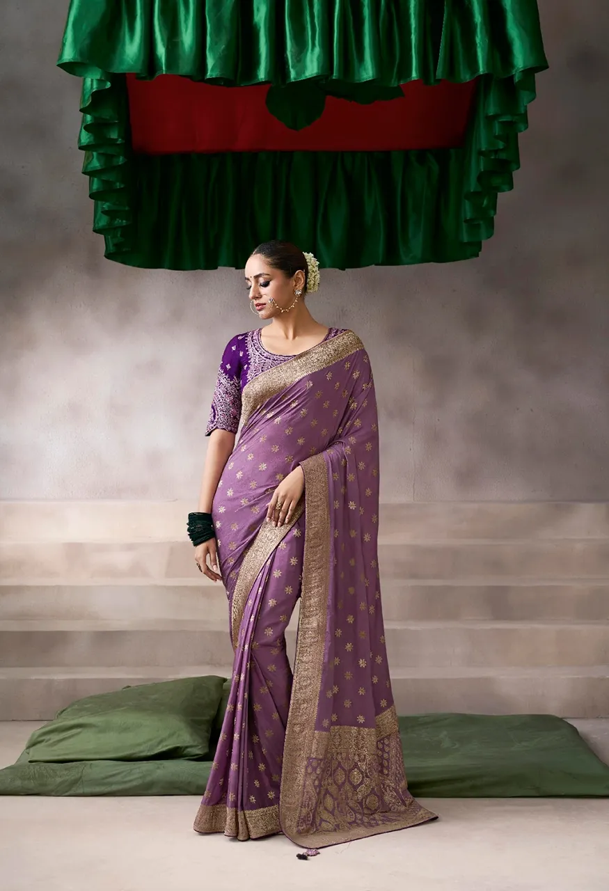 Kira Kamla Silk Premium Pure Crepe Designer Party Saree Collection — Saree, kira wholesale from Surat — Photo 2