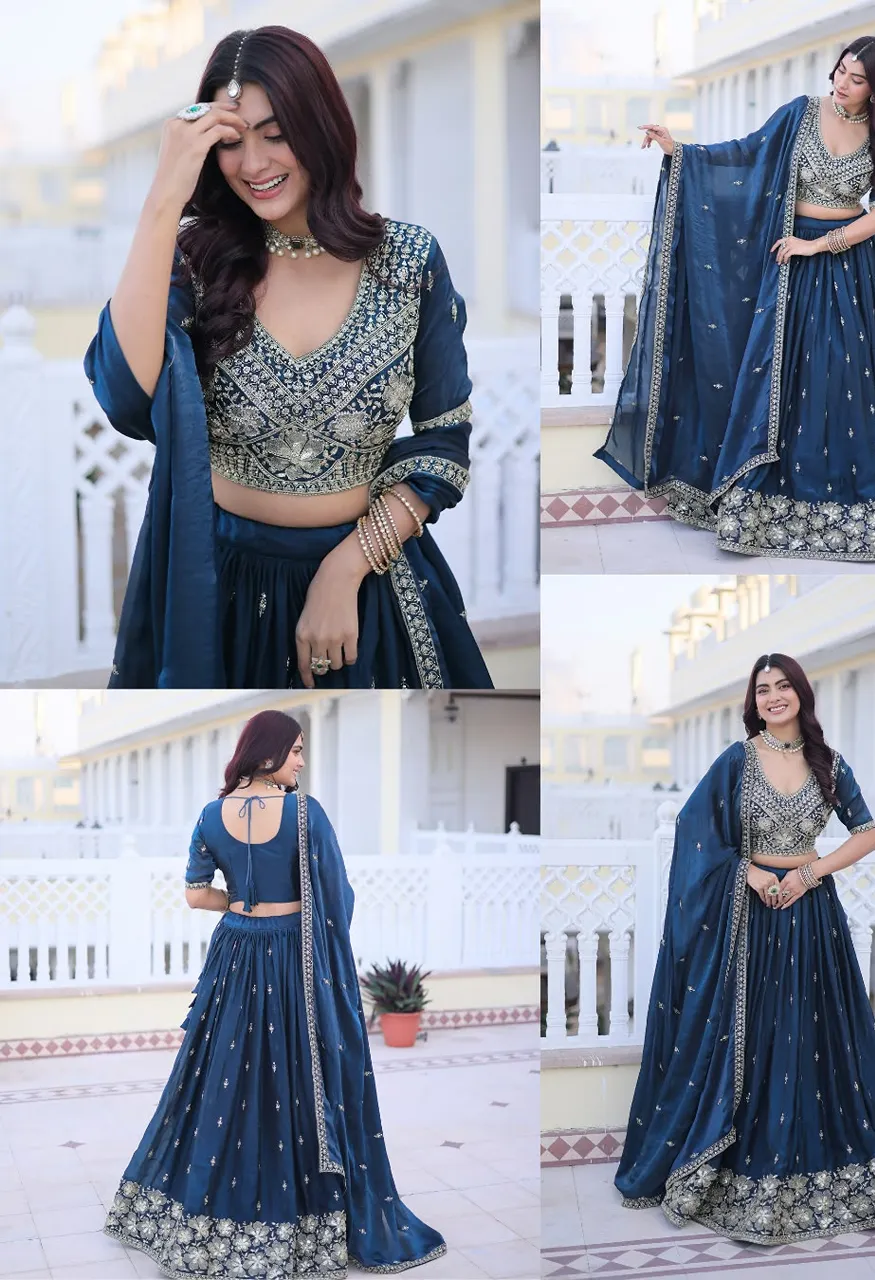 LG Leembogee Lw 7159 Zari Embroidered Designer Lehenga Choli With Dupatta Set — Singles, Vardan Ethnic wholesale from Surat — Photo 6