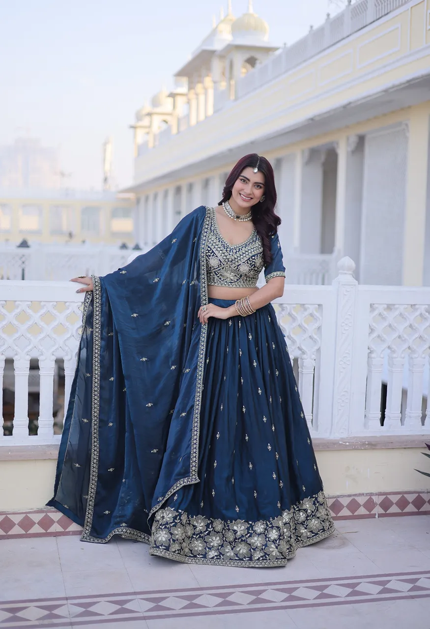 LG Leembogee Lw 7159 Zari Embroidered Designer Lehenga Choli With Dupatta Set — Singles, Vardan Ethnic wholesale from Surat — Photo 7