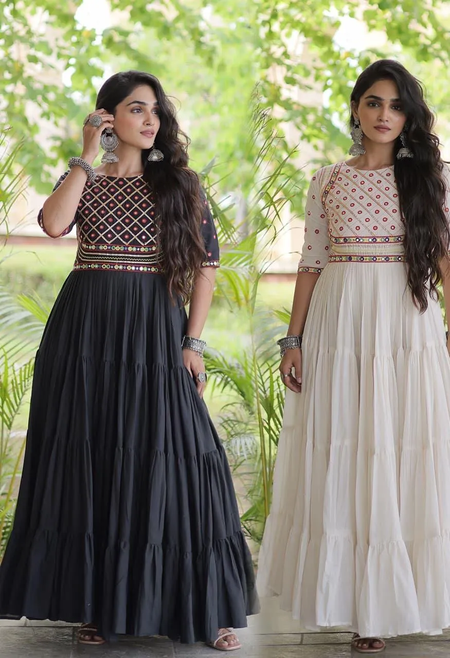 Live Wear LW-9346 Premium Kora Cotton Gown — Wholesale Kurtis, Vardan Ethnic wholesale from Surat — Photo 10