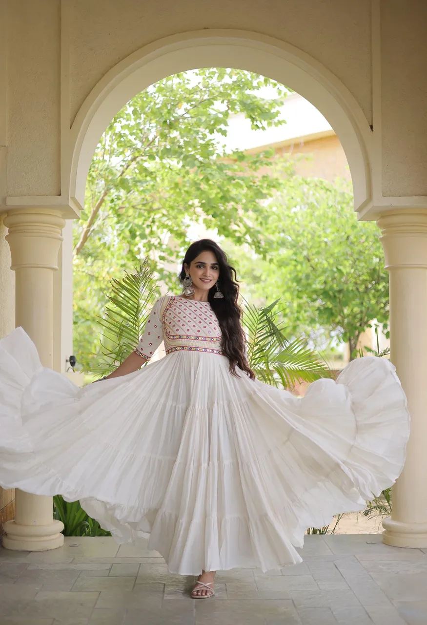 Live Wear LW-9346 Premium Kora Cotton Gown — Wholesale Kurtis, Vardan Ethnic wholesale from Surat — Photo 11