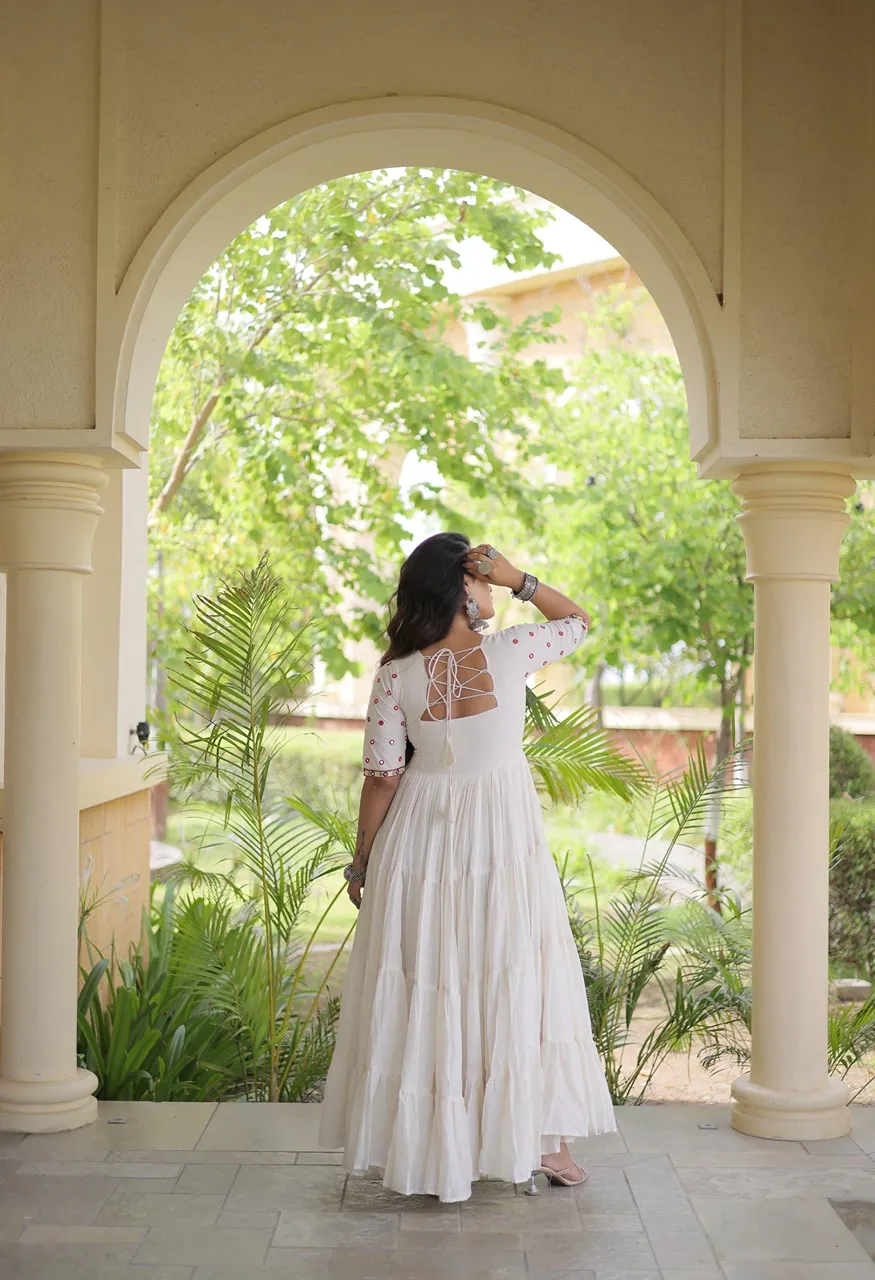 Live Wear LW-9346 Premium Kora Cotton Gown — Wholesale Kurtis, Vardan Ethnic wholesale from Surat — Photo 4