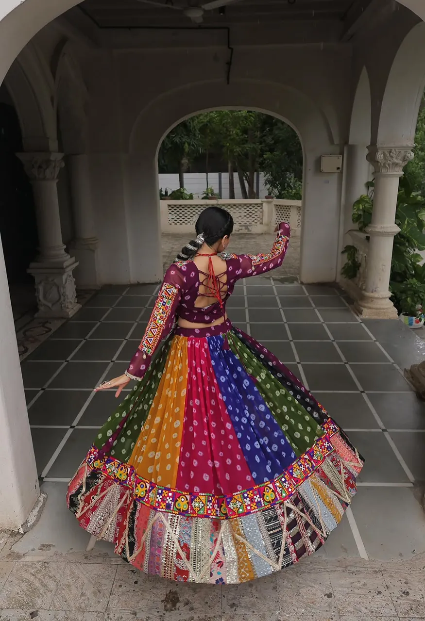 Lw 7138 Georgette Printed Kutchi Gamthi Work Designer Lehenga Blouse Set — Singles, Vardan Ethnic wholesale from Surat — Photo 6