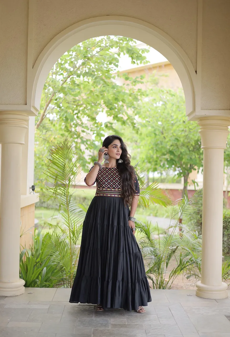 Live Wear LW-9346 Premium Kora Cotton Gown — Wholesale Kurtis, Vardan Ethnic wholesale from Surat — Photo 5