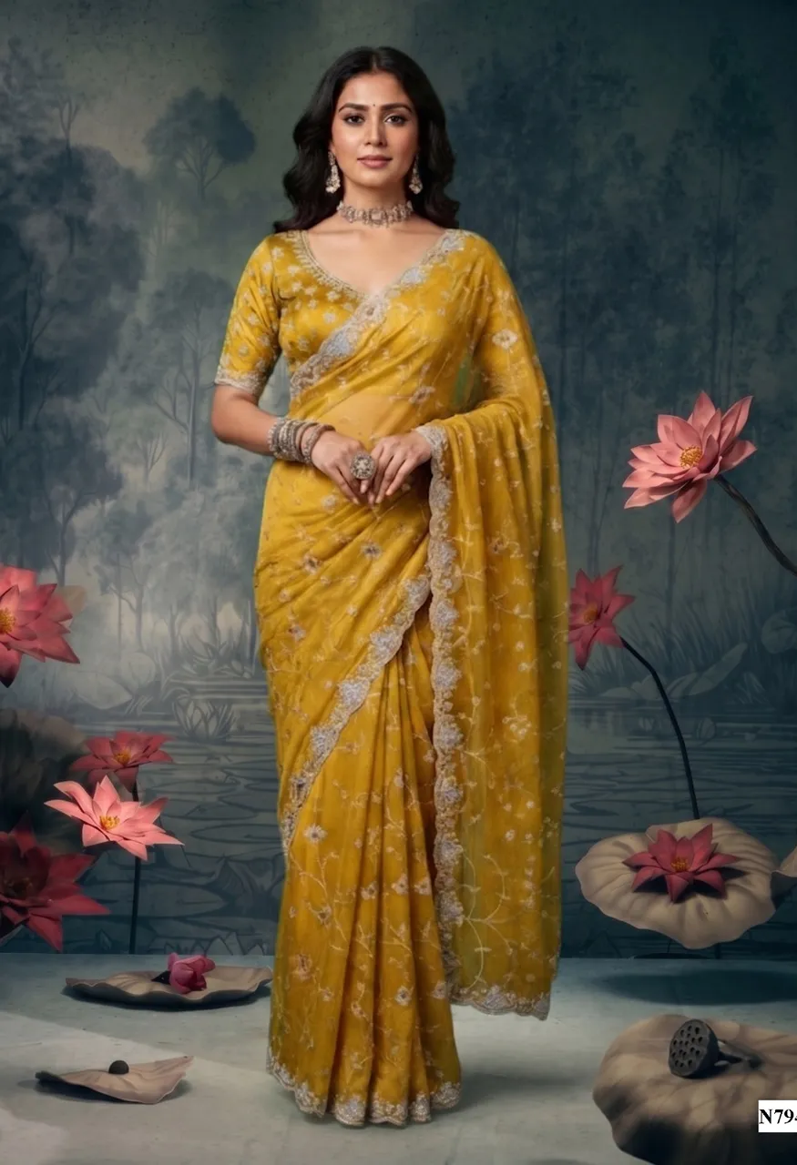 Mahotsav Nimaya Avantika Vol 01 Designer Unstitched Saree Catalog — Saree, Mahotsav wholesale from Surat — Photo 12