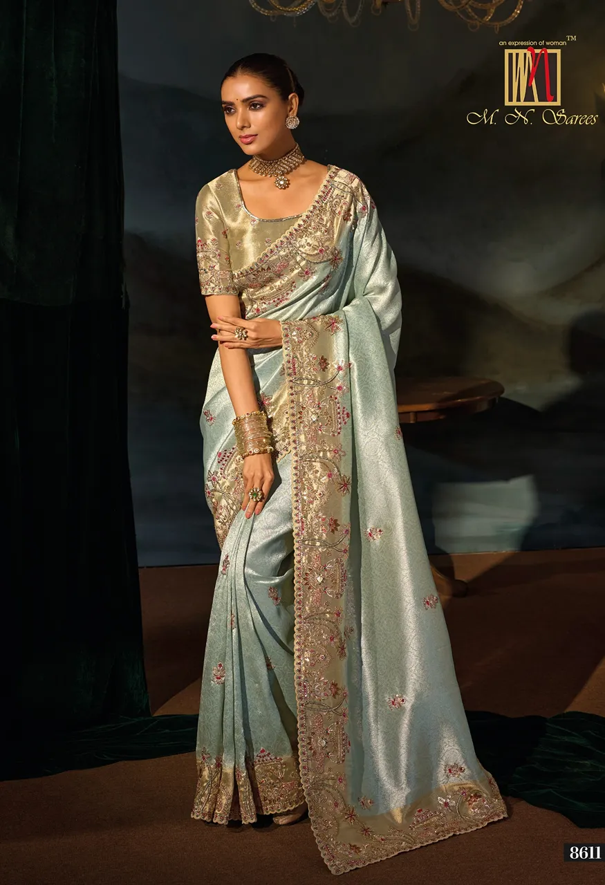 M.N 8600 Series Royal Heritage Designer Weddin Saree Collection — Wholesale Sarees, MN Saree wholesale from Surat — Photo 3