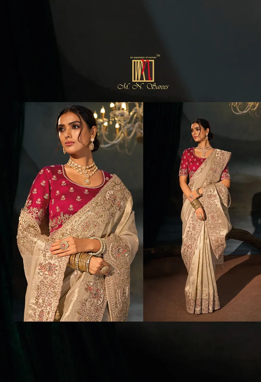 M.N 8600 Series Royal Heritage Designer Weddin Saree Collection — Wholesale Sarees, MN Saree wholesale from Surat — Photo 36