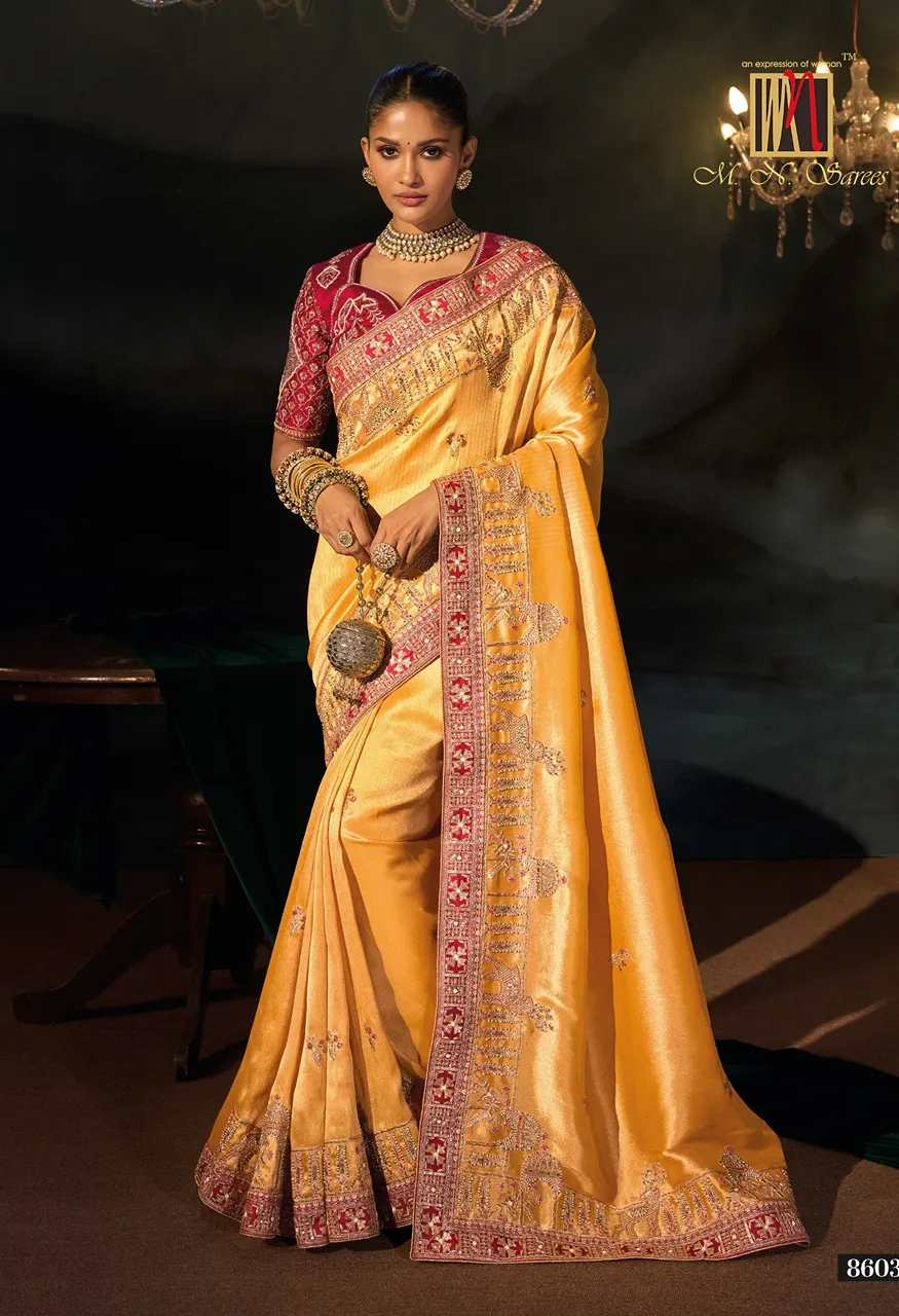 M.N 8600 Series Royal Heritage Designer Weddin Saree Collection — Wholesale Sarees, MN Saree wholesale from Surat — Photo 12