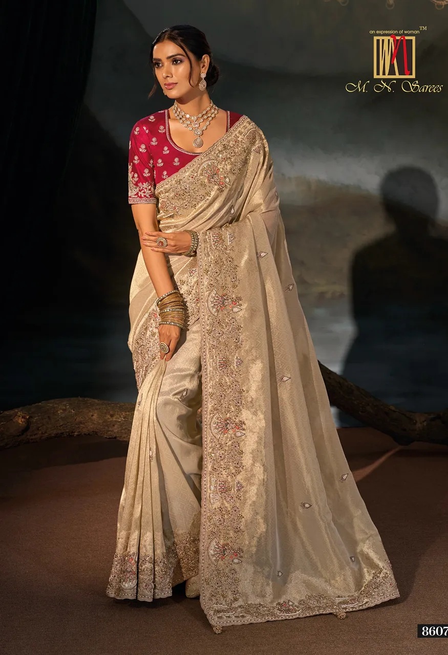 M.N 8600 Series Royal Heritage Designer Weddin Saree Collection — Wholesale Sarees, MN Saree wholesale from Surat — Photo 14