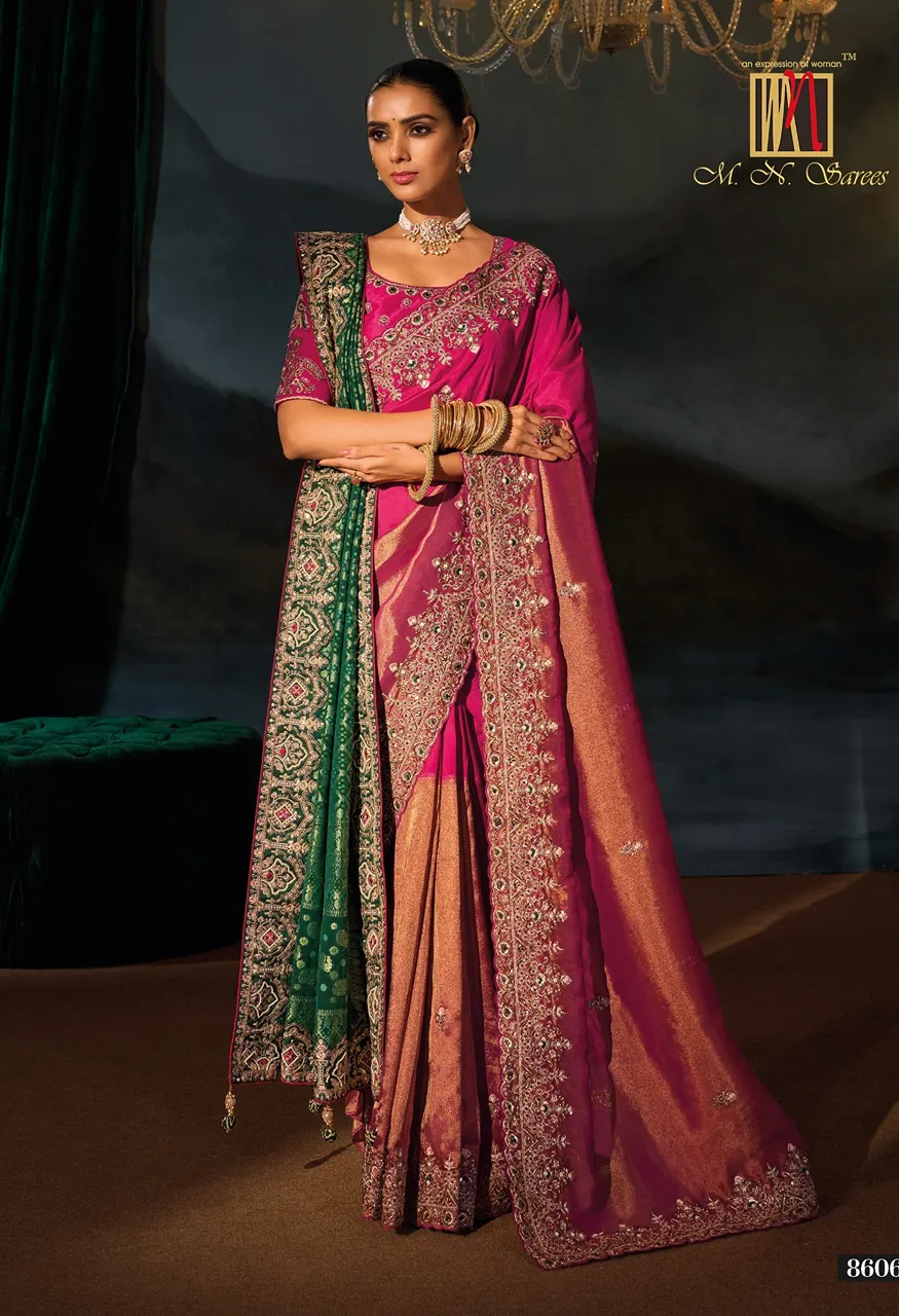 M.N 8600 Series Royal Heritage Designer Weddin Saree Collection — Wholesale Sarees, MN Saree wholesale from Surat — Photo 10