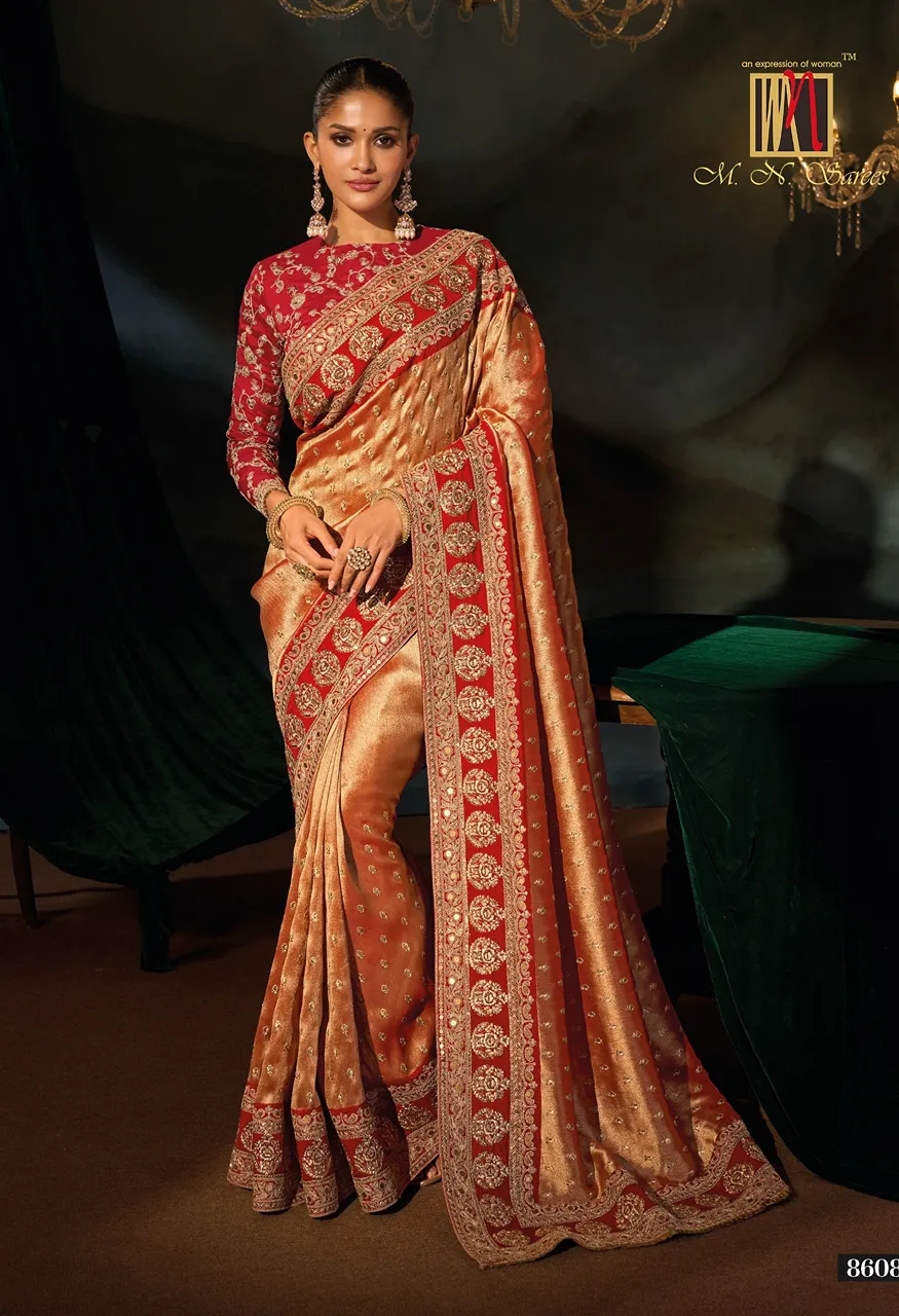 M.N 8600 Series Royal Heritage Designer Weddin Saree Collection — Wholesale Sarees, MN Saree wholesale from Surat — Photo 9