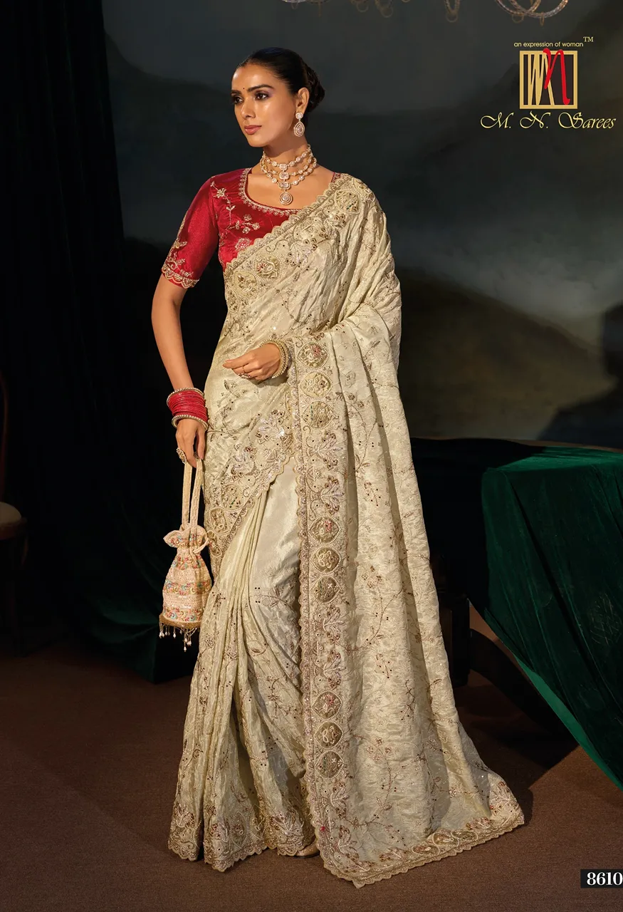 M.N 8600 Series Royal Heritage Designer Weddin Saree Collection — Wholesale Sarees, MN Saree wholesale from Surat — Photo 7