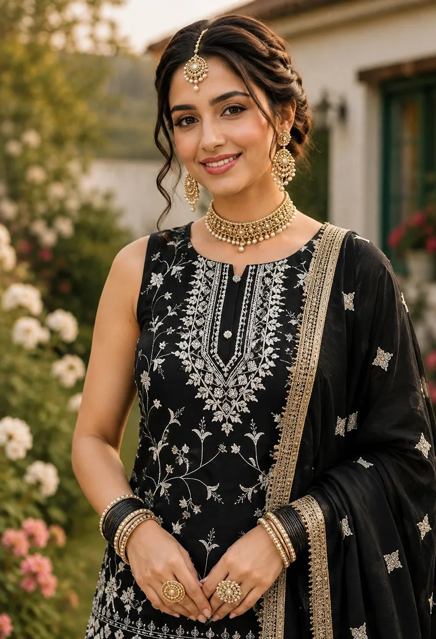 Vihanika Premium Georgette Embroidered 3 Piece Suit with Palazzo & Dupatta Set — Wholesale Kurtis, Mrudangi wholesale from Surat — Photo 11