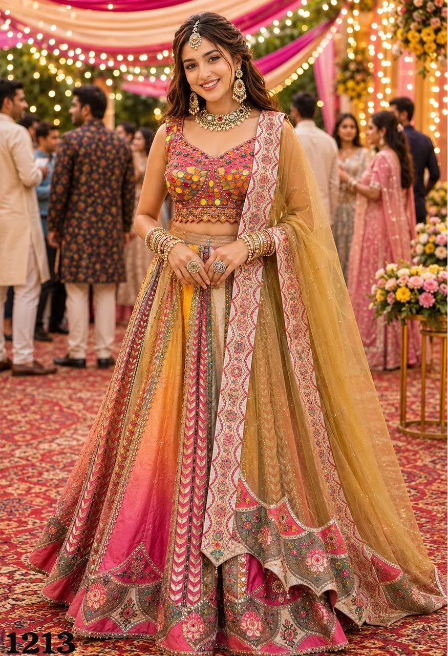 Mrudangi Takshvi Premium Tissue Gold 2 Piece Designer Suit Set — Wholesale Lehenga, Mrudangi wholesale from Surat — Photo 2