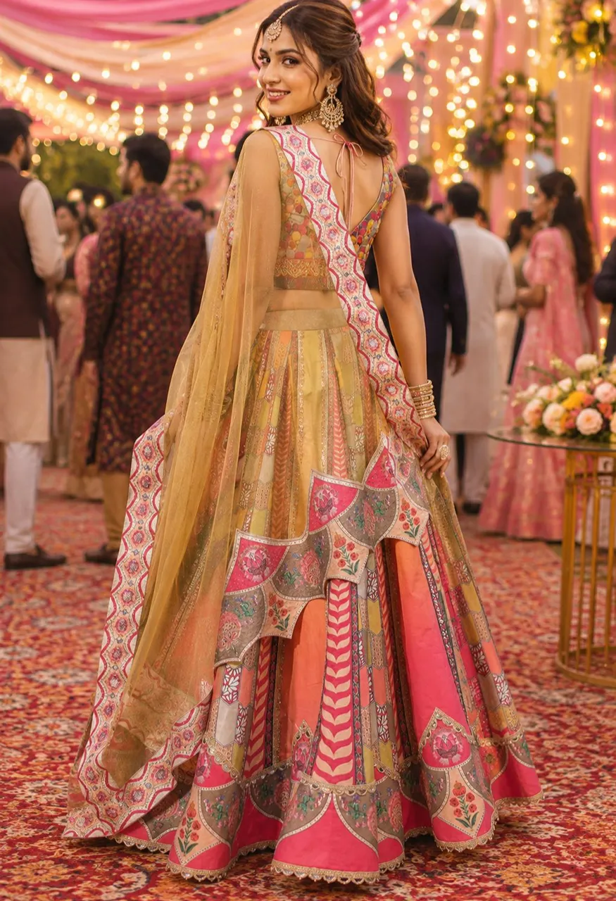 Mrudangi Takshvi Premium Tissue Gold 2 Piece Designer Suit Set — Wholesale Lehenga, Mrudangi wholesale from Surat — Photo 3