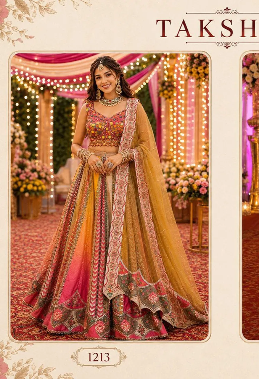 Mrudangi Takshvi Premium Tissue Gold 2 Piece Designer Suit Set — Wholesale Lehenga, Mrudangi wholesale from Surat — Photo 6