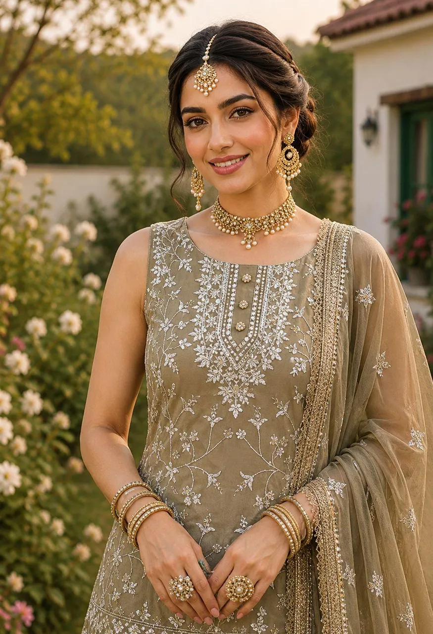 Vihanika Premium Georgette Embroidered 3 Piece Suit with Palazzo & Dupatta Set — Wholesale Kurtis, Mrudangi wholesale from Surat — Photo 7