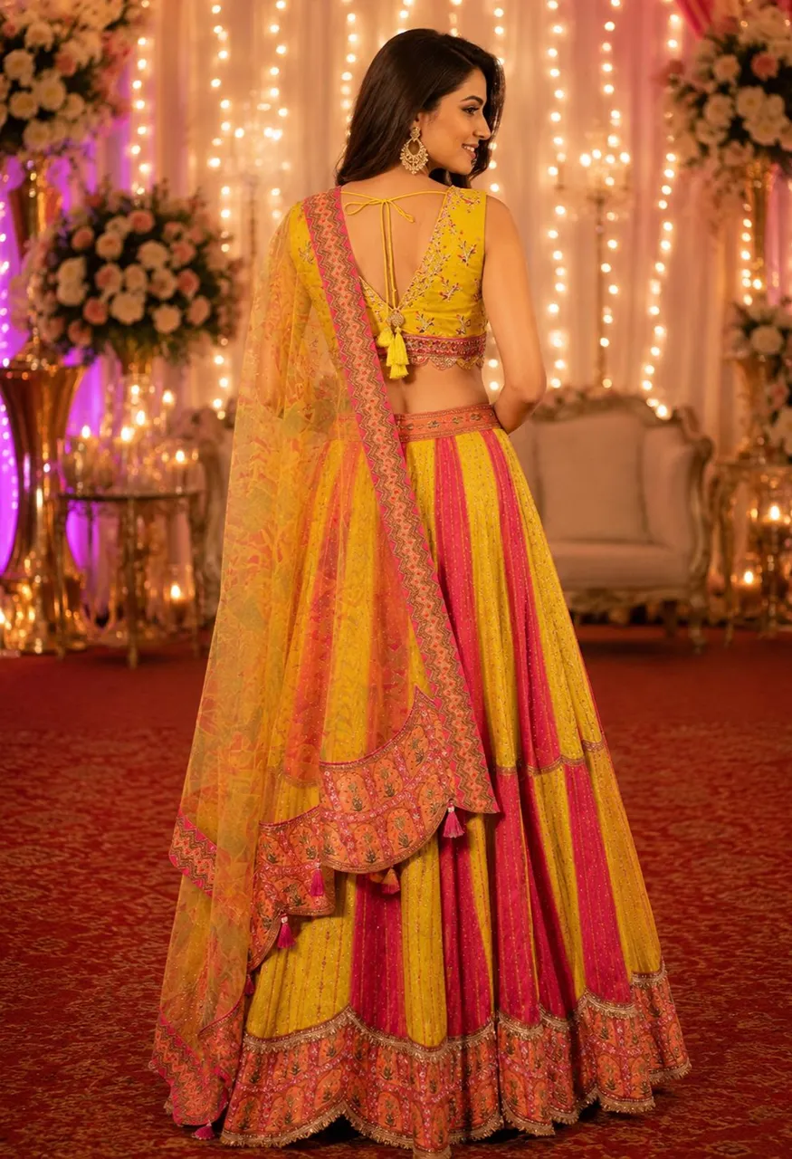 Mrudangi Takshvi Premium Tissue Gold 2 Piece Designer Suit Set — Wholesale Lehenga, Mrudangi wholesale from Surat — Photo 7