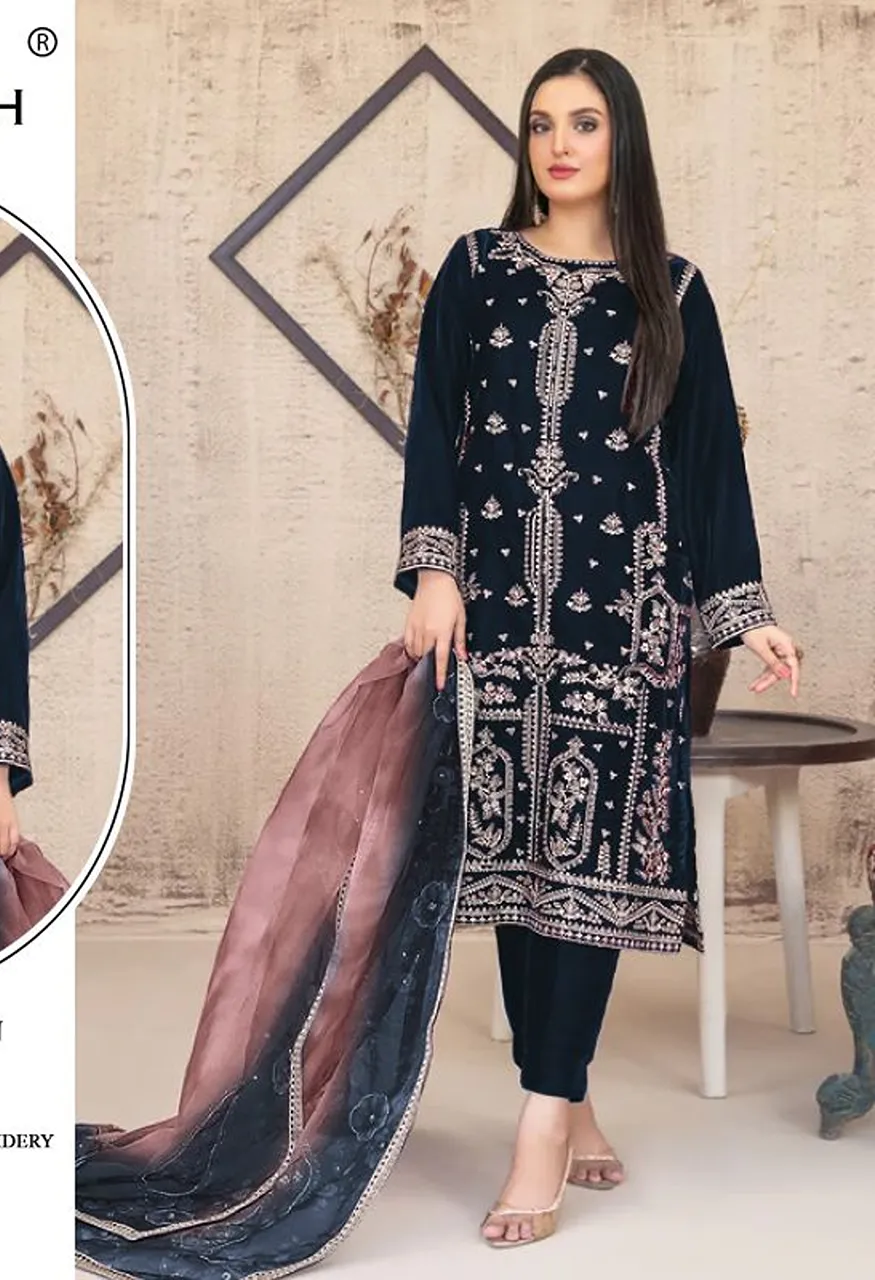 Mah E Rooh 4225 A To D Velvet Embroidered Salwar Kameez Collection — Wholesale Salwar Suits, Vardan Ethnic wholesale from Surat — view 5