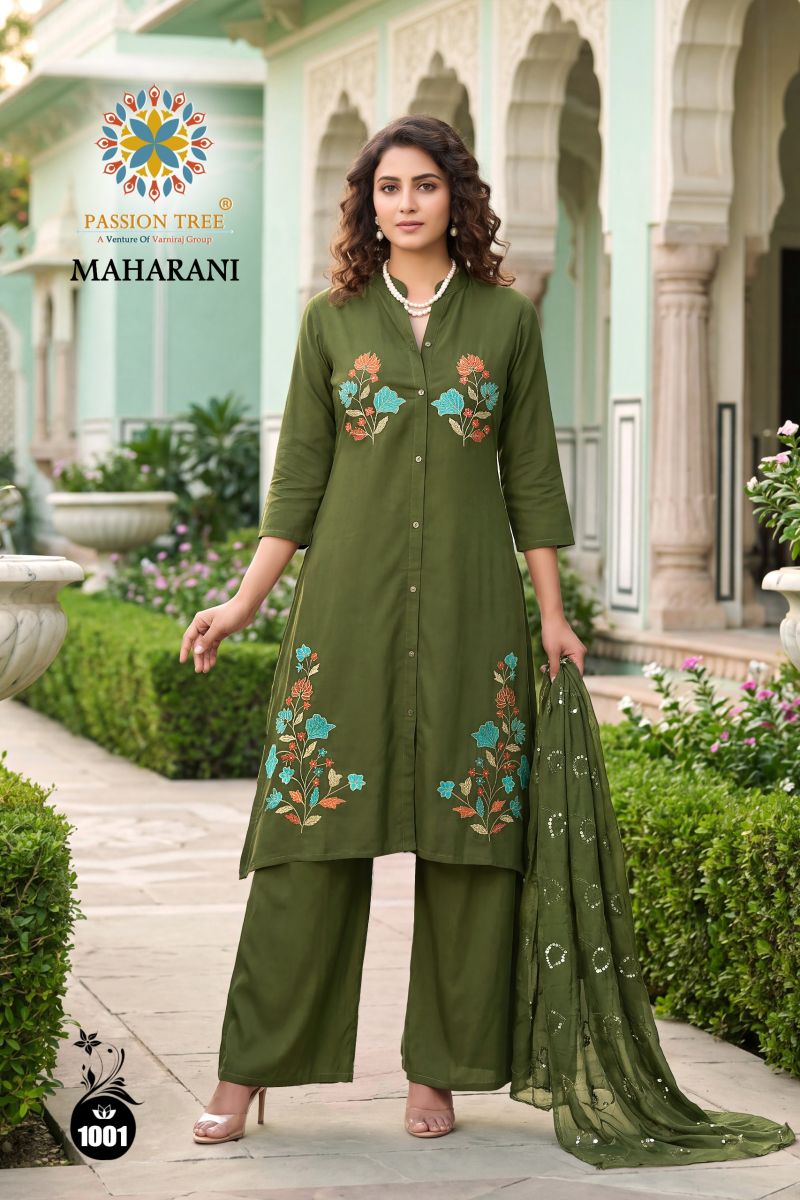Maharani Vol 1 By Passion Tree Roman Silk Embroidered Kurti With Bottom Dupatta — Wholesale Kurtis, Passion Tree wholesale from Surat — Photo 2