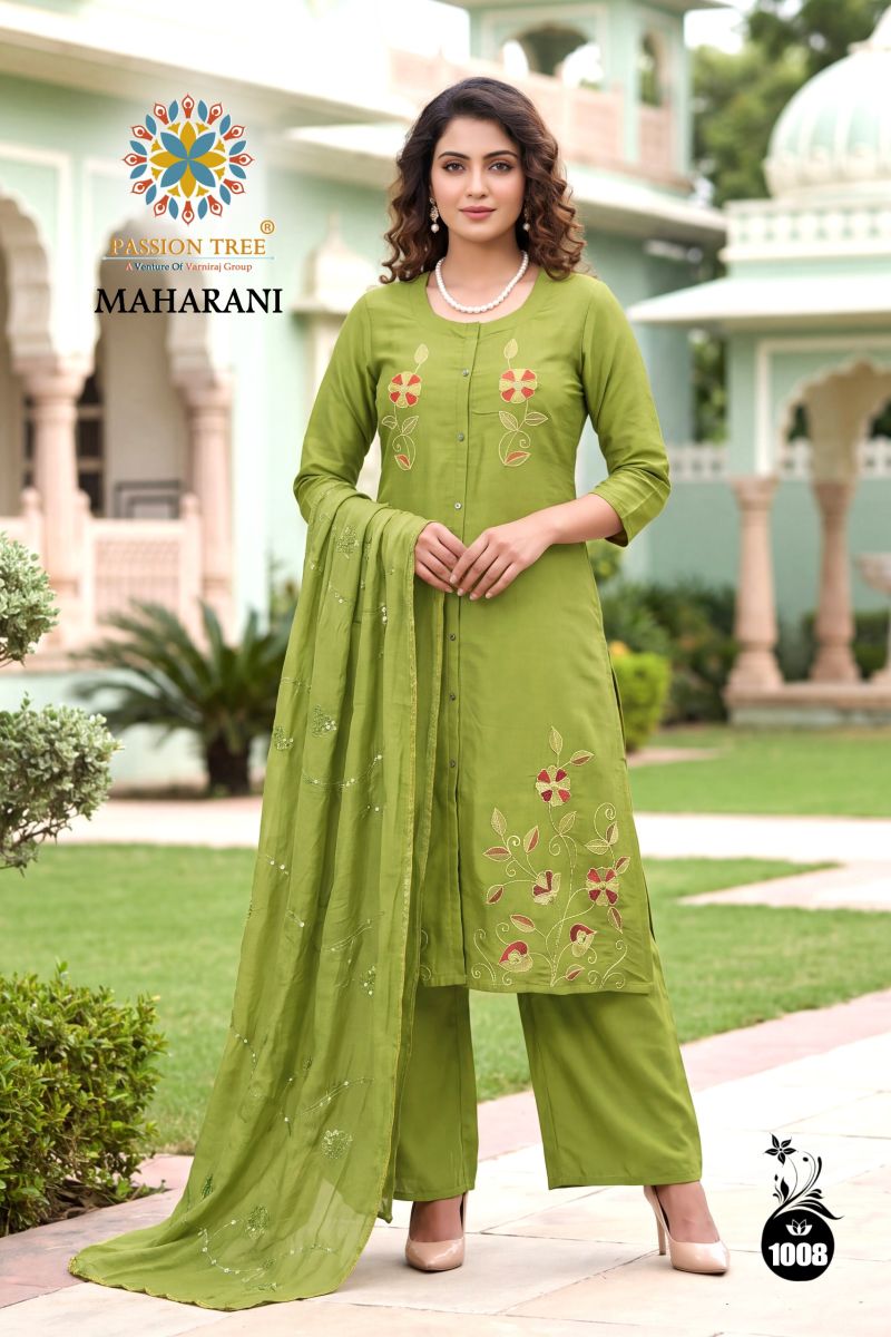 Maharani Vol 1 By Passion Tree Roman Silk Embroidered Kurti With Bottom Dupatta — Wholesale Kurtis, Passion Tree wholesale from Surat — Photo 8