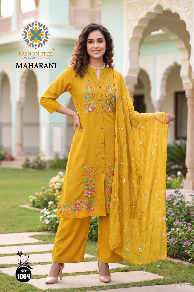 Maharani Vol 1 By Passion Tree Roman Silk Embroidered Kurti With Bottom Dupatta — Wholesale Kurtis, Passion Tree wholesale from Surat — Photo 6
