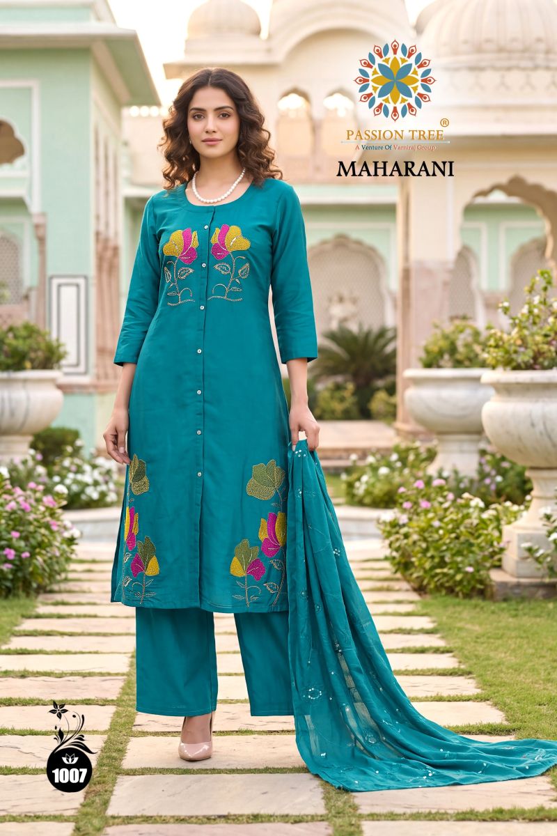 Maharani Vol 1 By Passion Tree Roman Silk Embroidered Kurti With Bottom Dupatta
