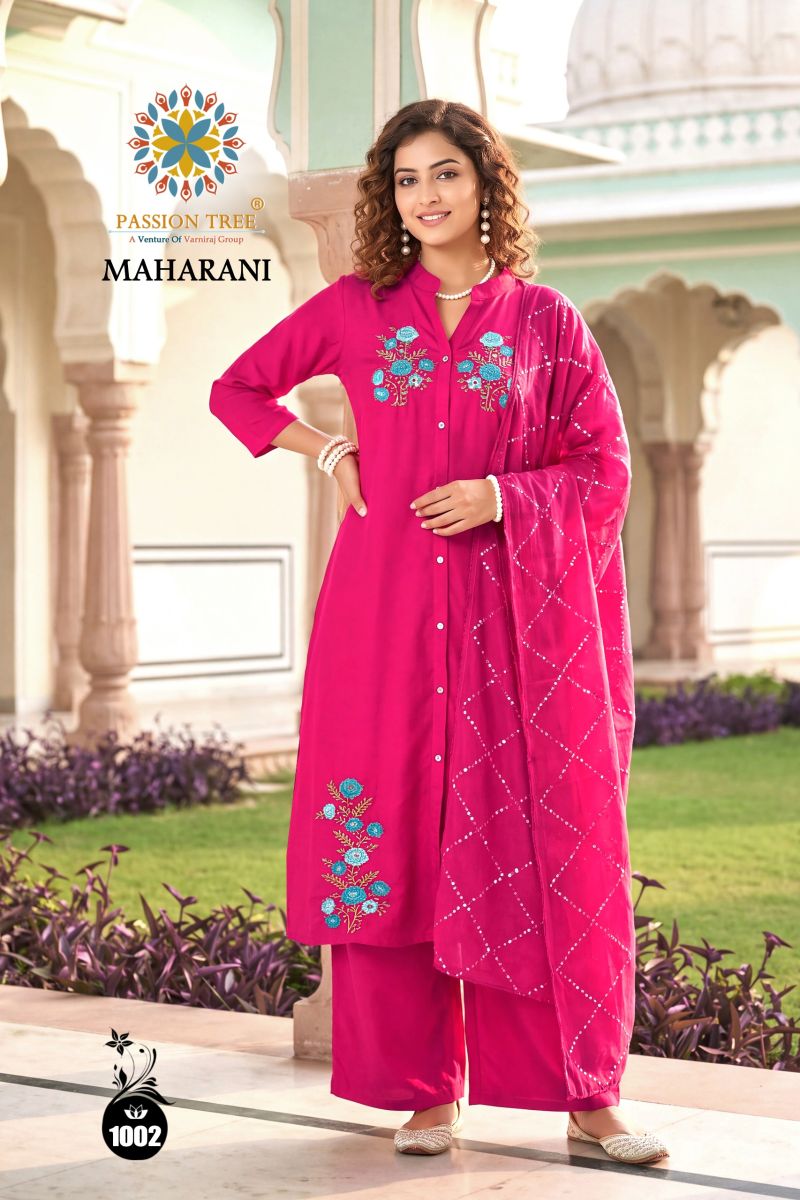 Maharani Vol 1 By Passion Tree Roman Silk Embroidered Kurti With Bottom Dupatta — Wholesale Kurtis, Passion Tree wholesale from Surat — Photo 5